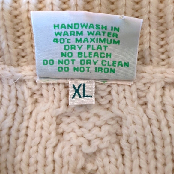 Aran Isles Irish Made Pure Wool Cabled Cowl Neck Pocket Fisherman Sweater XL - Picture 10 of 10